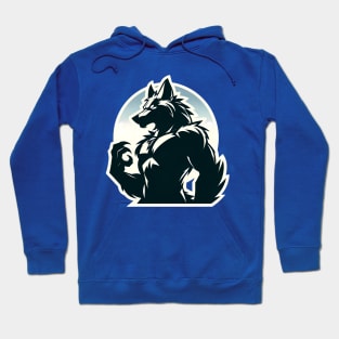 Simple Anthro Furry Werewolf Silhouette Hoodie